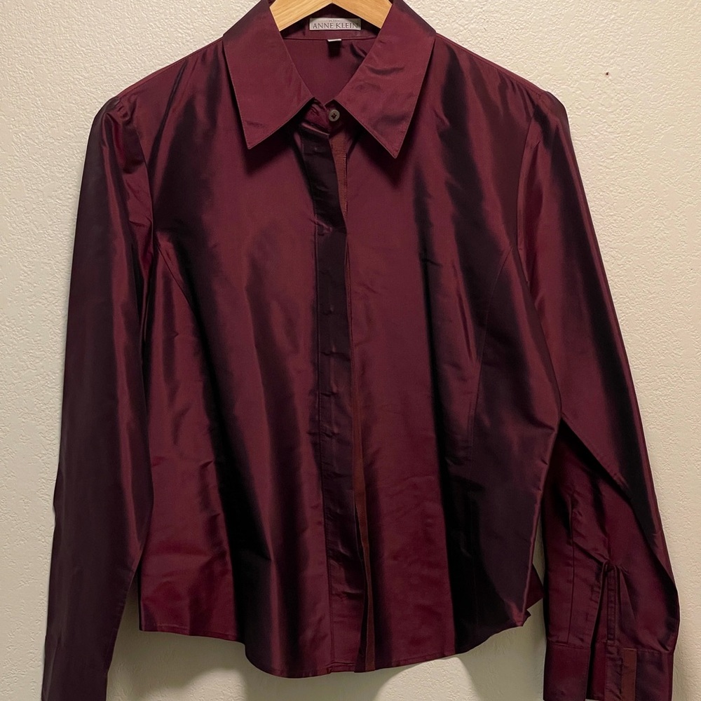 Anne Klein Silk Burgundy Blouse